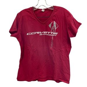 Anvil Ladies Cut Short Sleeve Corvette Stingray Graphic Tee Size Large